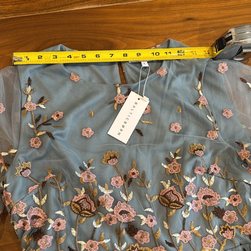 NWT Baltic Born duchess tulle blue garden embroidered dress - Picture 13 of 16